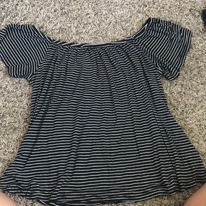 off the shoulder striped blouse